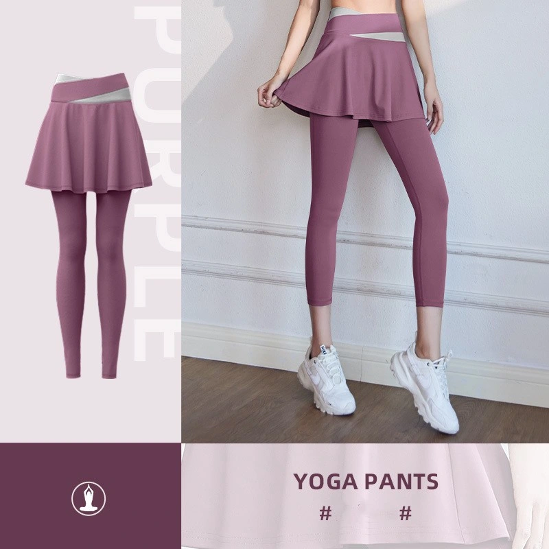 Fake Two Piece Colour Blocking Workout Running Yoga Pants