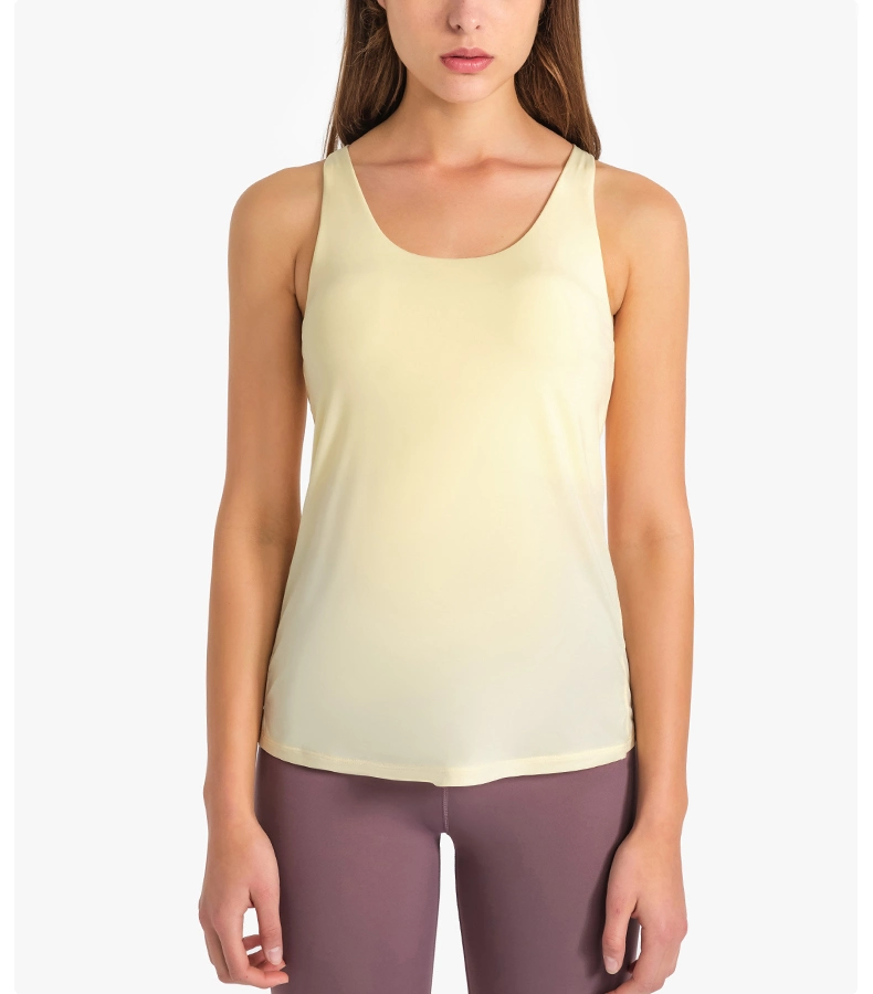 New Blouse with Breast Pad Vest Exercise Clothing for Women Loose Sleeveless Workout Yoga Top