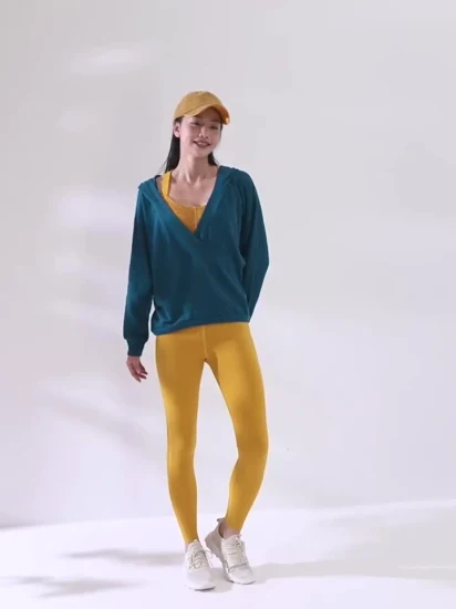 Novo suéter esportivo feminino esporte lazer lazer jaqueta fitness grande roupa de ioga com capuz de cor sólida tops