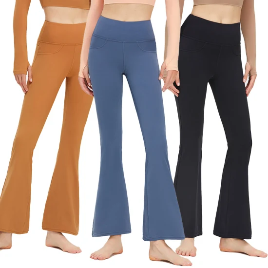 2023 novo atacado feminino nu lulu yoga calças flare cintura alta calças esportivas levantamento de quadril ativo fitness calças largas