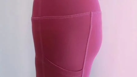 Calças compridas de yoga de alta elasticidade preta de náilon para mulheres