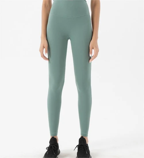 Calças de ioga sem linha T com bolso e cintura alta leggings elásticas